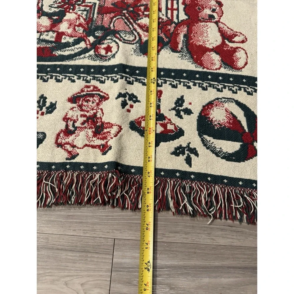 Vintage Christmas Tree Throw Blanket Tapestry Reversible 66x46